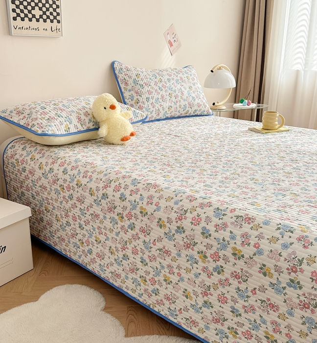 91家纺网 家纺一手货源 找家纺 莎果 2024新款正面纯棉绗缝床盖 繁华如梦