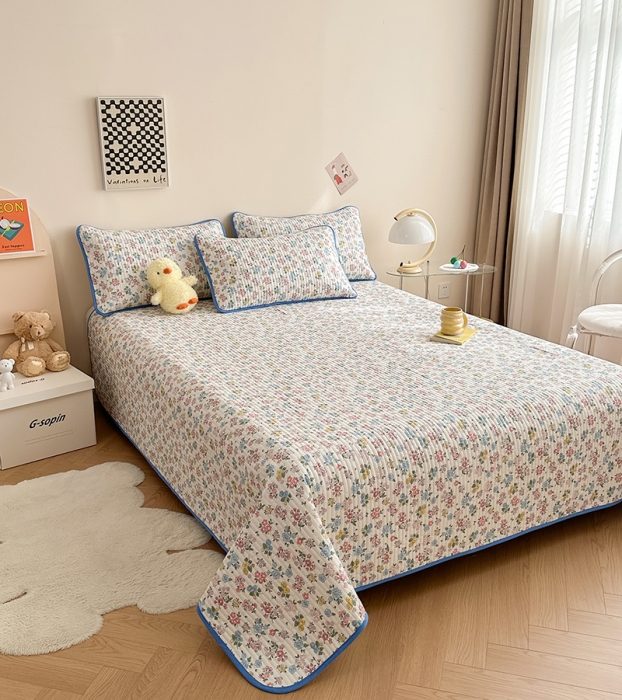 91家纺网 家纺一手货源 找家纺 莎果 2024新款正面纯棉绗缝床盖 繁华如梦