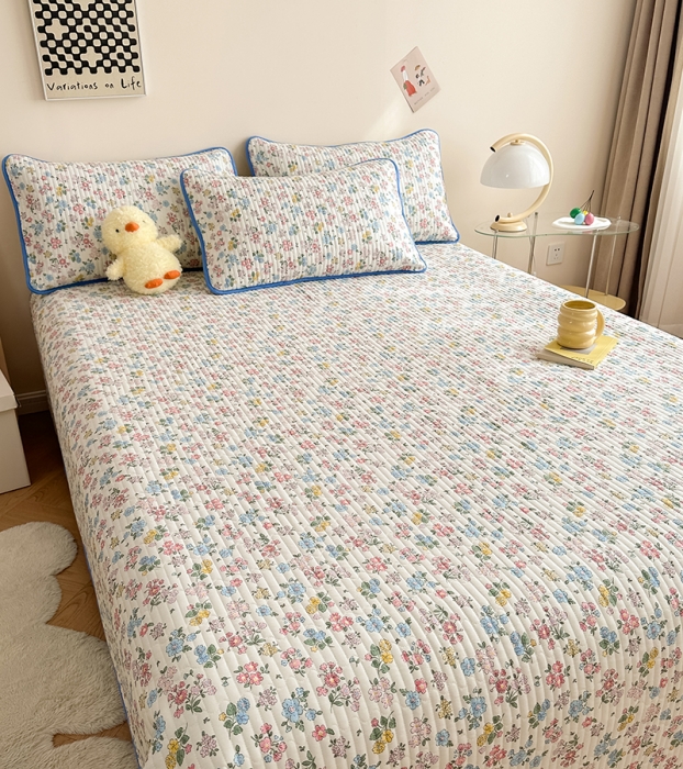 91家纺网 家纺一手货源 找家纺 莎果 2024新款正面纯棉绗缝床盖 繁华如梦