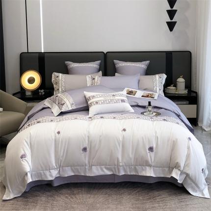 91家纺网 家纺一手货源 找家纺 （总）凯磊 新款 高支高密.长绒棉刺绣系列四件套-可可