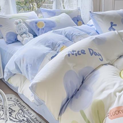 91家纺网 家纺一手货源 找家纺 2025新款全棉13372小清新印花四件套 小情调