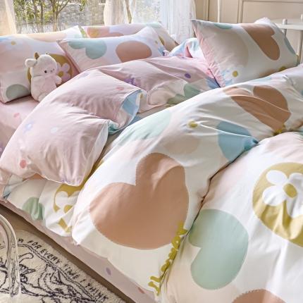 91家纺网 家纺一手货源 找家纺 2025新款全棉13372小清新印花四件套 心语