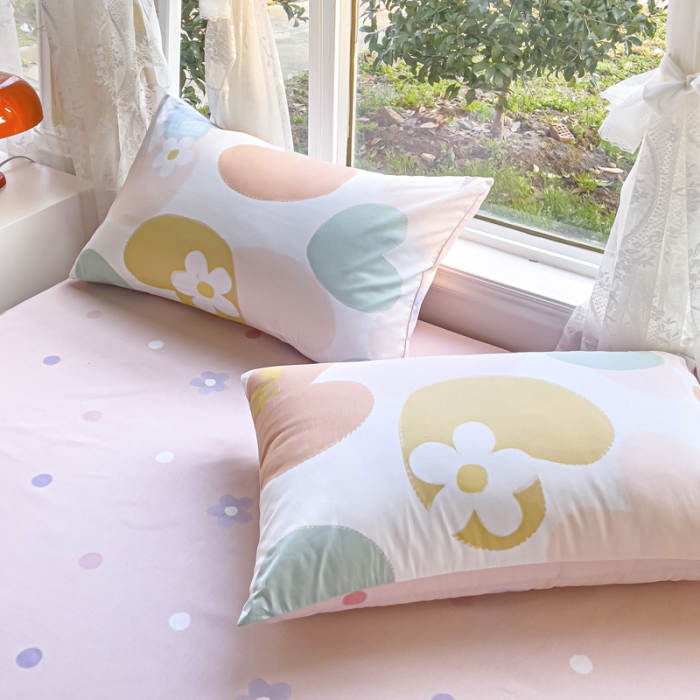 91家纺网 家纺一手货源 找家纺 2025新款全棉13372小清新印花四件套 心语