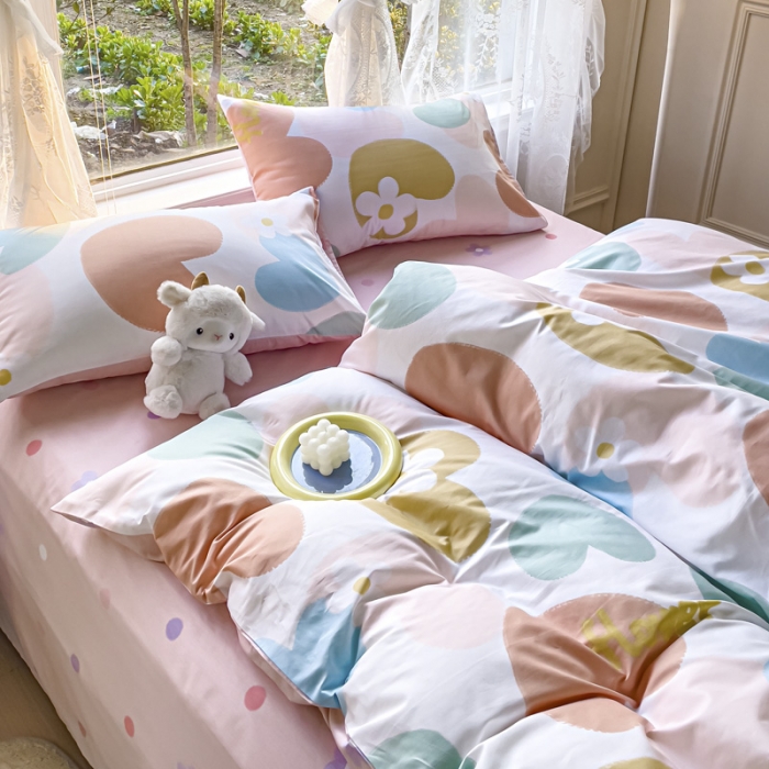 91家纺网 家纺一手货源 找家纺 2025新款全棉13372小清新印花四件套 心语