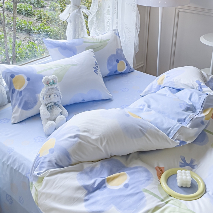 91家纺网 家纺一手货源 找家纺 2025新款全棉13372小清新印花四件套 小情调