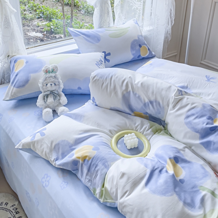 91家纺网 家纺一手货源 找家纺 2025新款全棉13372小清新印花四件套 小情调