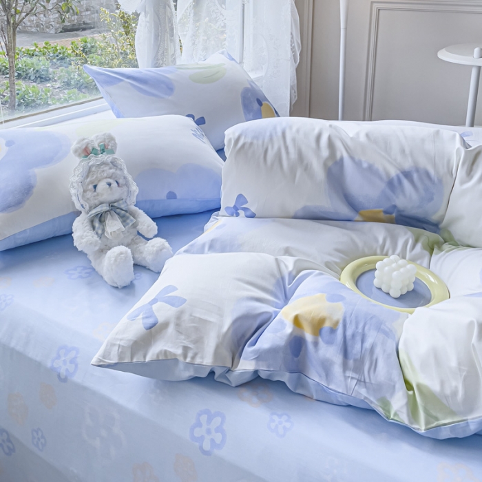 91家纺网 家纺一手货源 找家纺 2025新款全棉13372小清新印花四件套 小情调