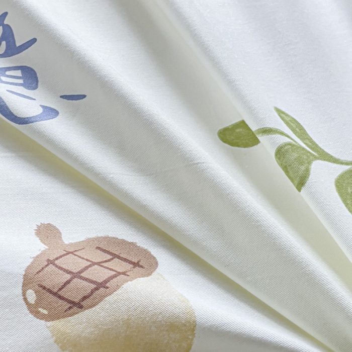 91家纺网 家纺一手货源 找家纺 2025新款全棉13372小清新印花四件套 兔发喜柿