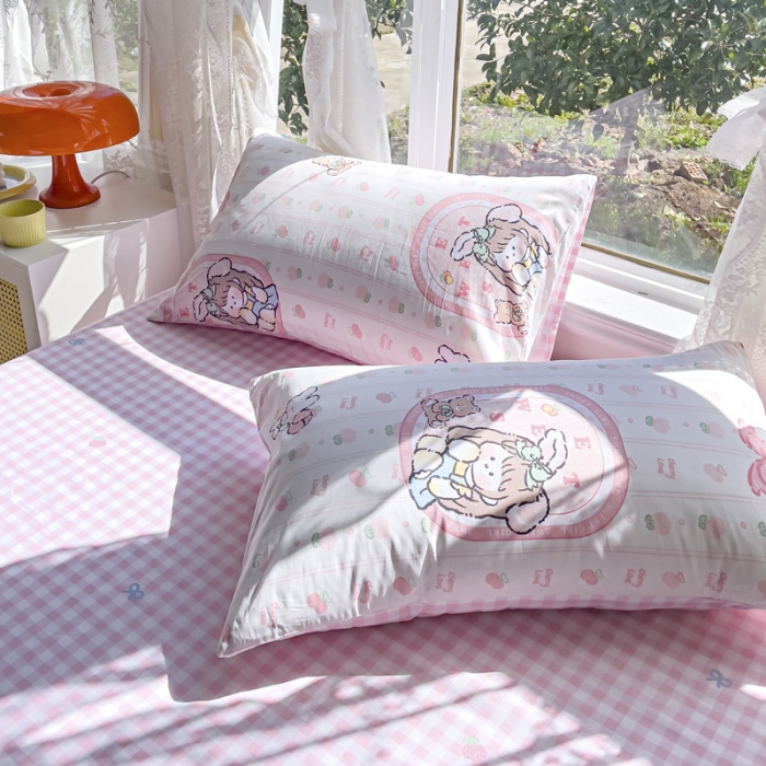 91家纺网 家纺一手货源 找家纺 2025新款全棉13372小清新印花四件套 魔法女孩