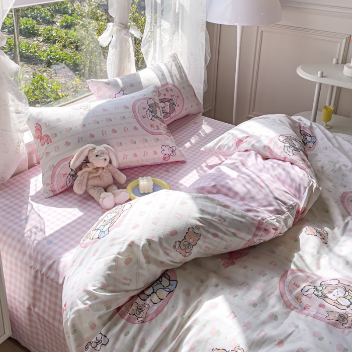 91家纺网 家纺一手货源 找家纺 2025新款全棉13372小清新印花四件套 魔法女孩