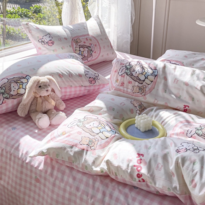 91家纺网 家纺一手货源 找家纺 2025新款全棉13372小清新印花四件套 魔法女孩