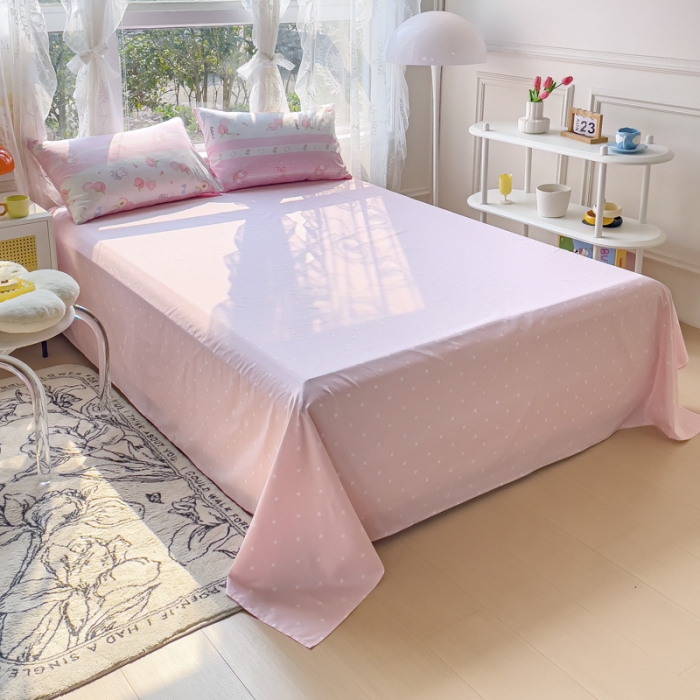 91家纺网 家纺一手货源 找家纺 2025新款全棉13372小清新印花四件套 蜜桃兔