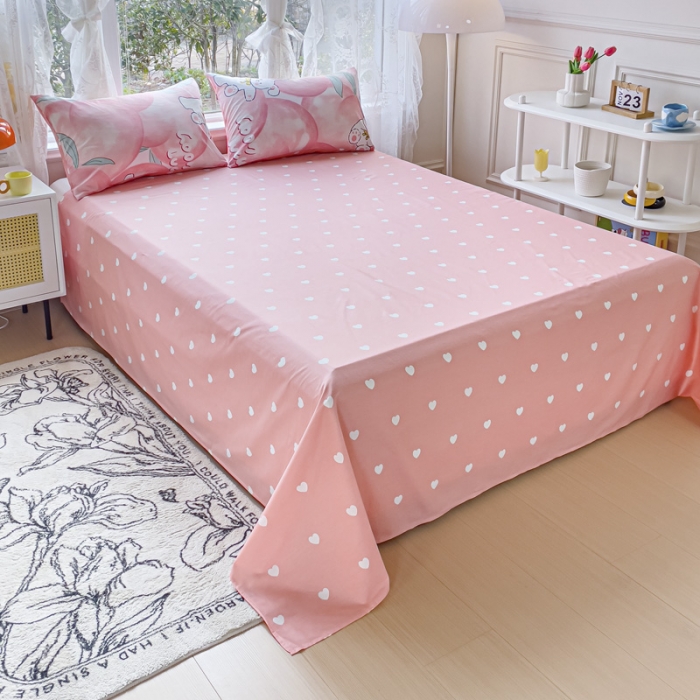 91家纺网 家纺一手货源 找家纺 2025新款全棉13372小清新印花四件套 快乐兔