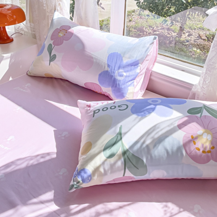 91家纺网 家纺一手货源 找家纺 2025新款全棉13372小清新印花四件套 花韵