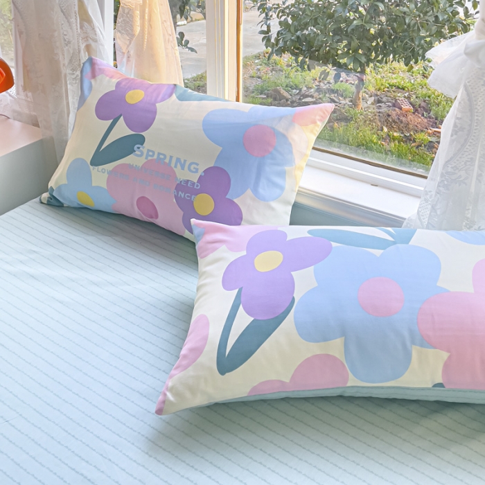 91家纺网 家纺一手货源 找家纺 2025新款全棉13372小清新印花四件套 花千朵