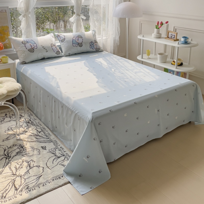 91家纺网 家纺一手货源 找家纺 2025新款全棉13372小清新印花四件套 happy狗