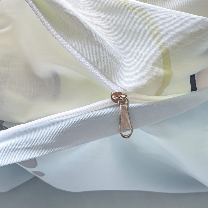 91家纺网 家纺一手货源 找家纺 2025新款全棉13372小清新印花四件套 happy狗