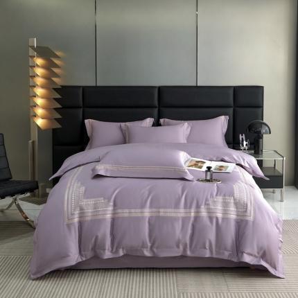 榻尚家居 2023新款格瑞斯系列100贡缎长绒棉四件套工艺款四件套 格瑞斯紫