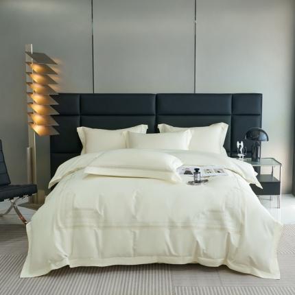 榻尚家居 2023新款格瑞斯系列100贡缎长绒棉四件套工艺款四件套 格瑞斯白