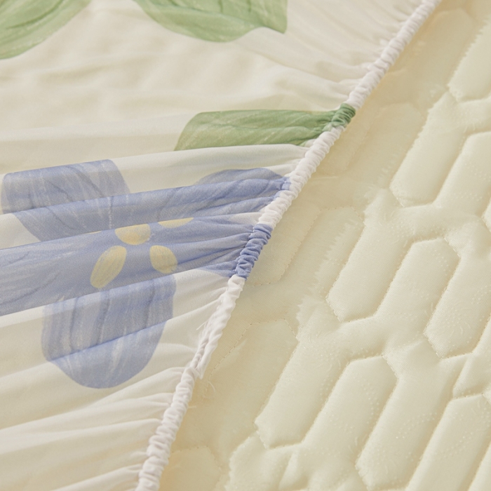 91家纺网 家纺一手货源 找家纺 湘之帛 2024新款0.5乳胶床笠凉席三件套 花海-紫绿