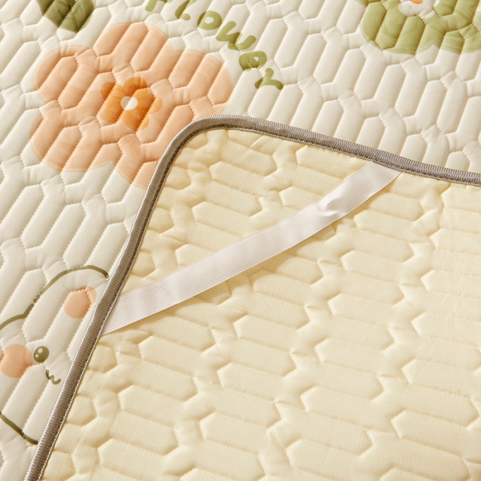 91家纺网 家纺一手货源 找家纺 湘之帛 2024新款0.5乳胶凉席三件套-小兔朵朵-桔