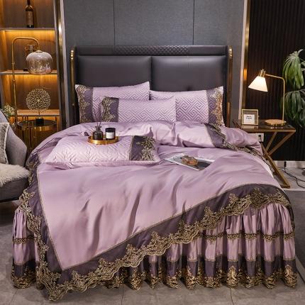 91家纺网 家纺一手货源 找家纺 （总）罗艺轩 2024新款贡缎夹棉床裙四件套凯撒王朝系列