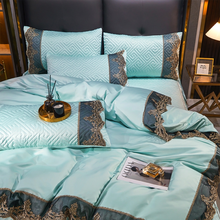 91家纺网 家纺一手货源 找家纺 （总）罗艺轩 2024新款贡缎夹棉床裙四件套凯撒王朝系列