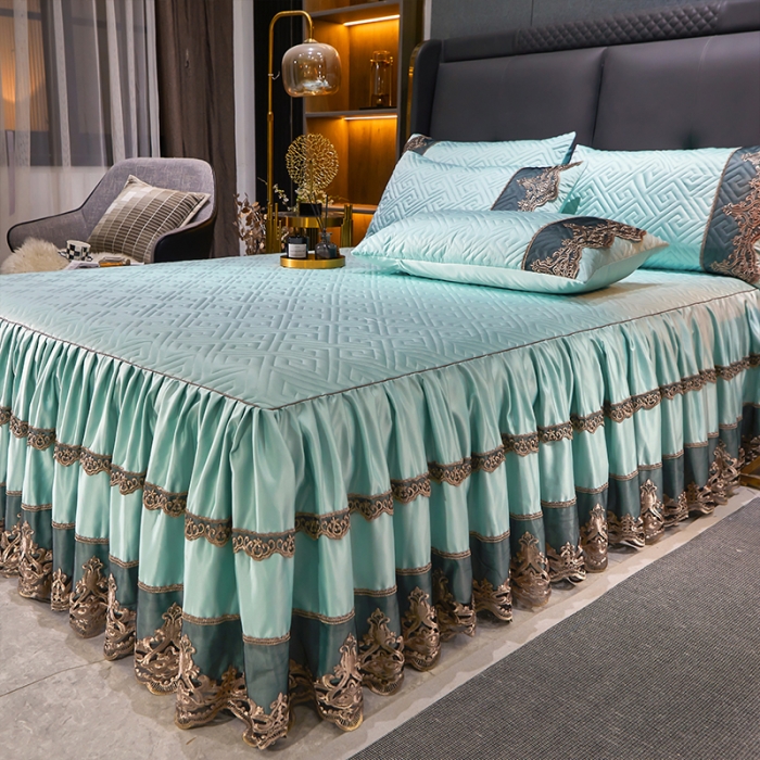 91家纺网 家纺一手货源 找家纺 （总）罗艺轩 2024新款贡缎夹棉床裙四件套凯撒王朝系列