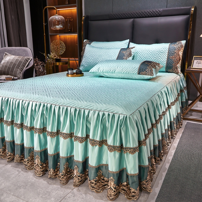 91家纺网 家纺一手货源 找家纺 （总）罗艺轩 2024新款贡缎夹棉床裙四件套凯撒王朝系列