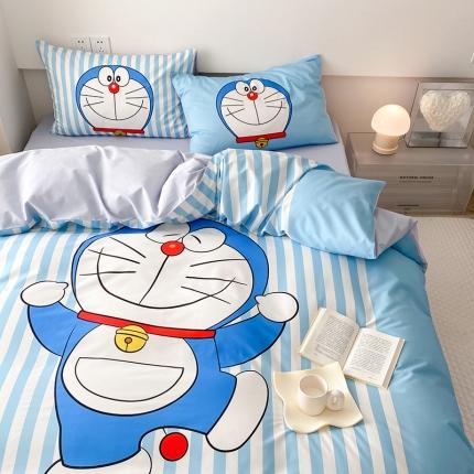 91家纺网 家纺一手货源 找家纺 正版授权哆啦A梦纯棉四件套 数码印花大版卡通床单被套三件套叮当猫