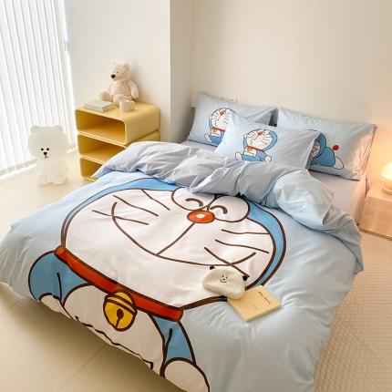 正版授权哆啦A梦纯棉四件套 数码印花大版卡通床单被套三件套叮当猫