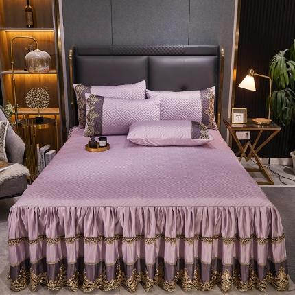 91家纺网 家纺一手货源 找家纺 （总）罗艺轩 2024新款贡缎夹棉床裙三件套凯撒王朝系列