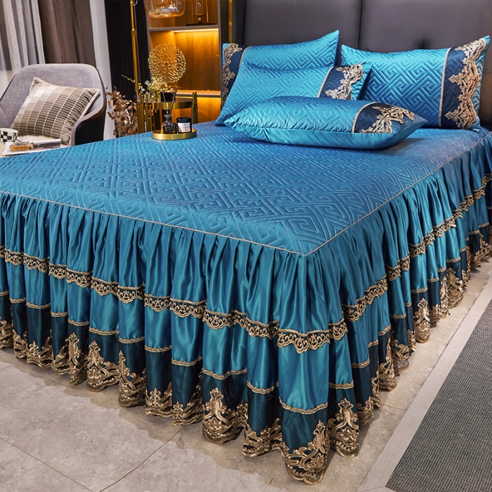 91家纺网 家纺一手货源 找家纺 罗艺轩 2024新款贡缎夹棉床裙三件套凯撒王朝系列 凯撒王朝-宾利兰