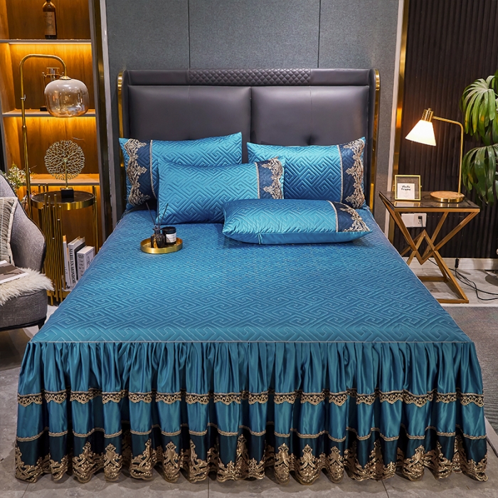 91家纺网 家纺一手货源 找家纺 罗艺轩 2024新款贡缎夹棉床裙三件套凯撒王朝系列 凯撒王朝-宾利兰