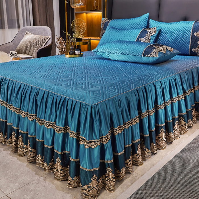 91家纺网 家纺一手货源 找家纺 罗艺轩 2024新款贡缎夹棉床裙三件套凯撒王朝系列 凯撒王朝-宾利兰