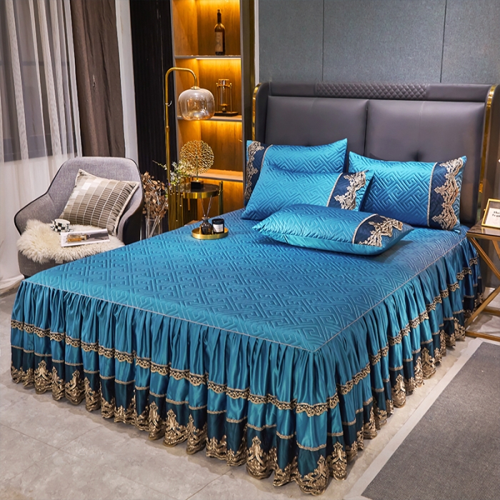 91家纺网 家纺一手货源 找家纺 罗艺轩 2024新款贡缎夹棉床裙三件套凯撒王朝系列 凯撒王朝-宾利兰