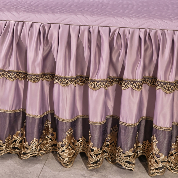 91家纺网 家纺一手货源 找家纺 罗艺轩 2024新款贡缎夹棉床裙三件套凯撒王朝系列 凯撒王朝-黛紫