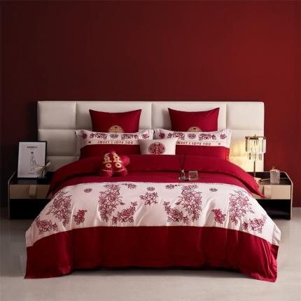 91家纺网 家纺一手货源 找家纺 甜咪咪 2023长绒棉两个居家新款 星河酒红