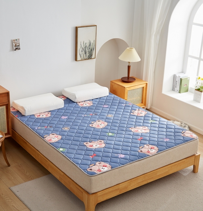 91家纺网 家纺一手货源 找家纺 迪乐妮 2023AB双面可用藤席夹棉床褥地垫成人款 灰熊