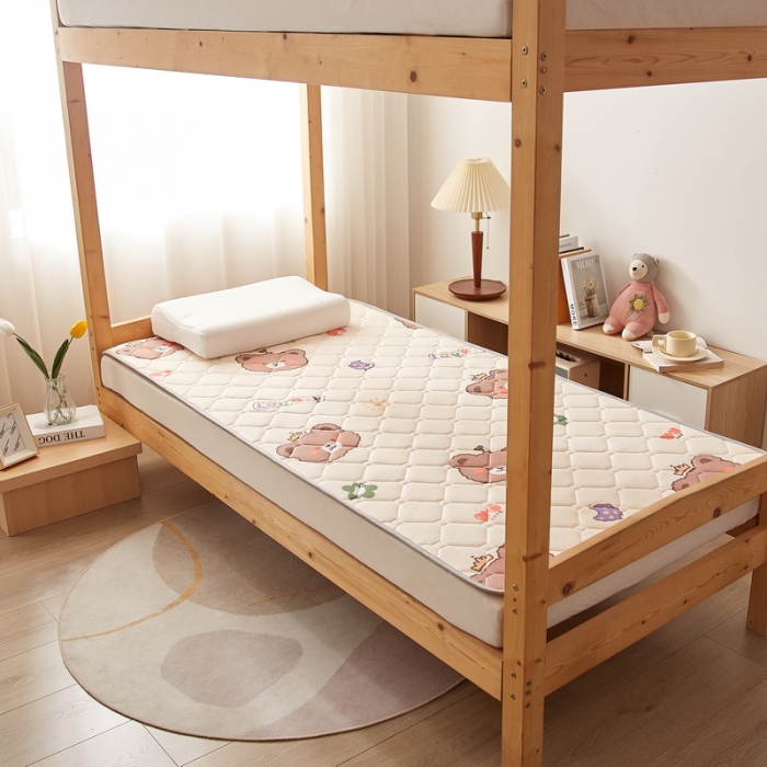 91家纺网 家纺一手货源 找家纺 迪乐妮 2024AB双面可用藤席凉席夹棉床褥地垫成人款 米熊