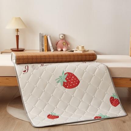 91家纺网 家纺一手货源 找家纺 迪乐妮2024AB双面可用藤席凉席夹棉床褥地垫成人款甜心草莓