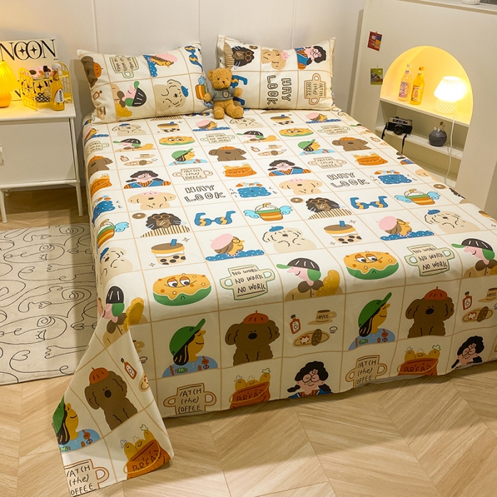 91家纺网 家纺一手货源 找家纺 简宜家居 2023新款全棉A版卡通印花床单 乐享生活
