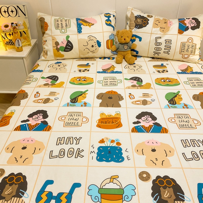 91家纺网 家纺一手货源 找家纺 简宜家居 2023新款全棉A版卡通印花床单 乐享生活