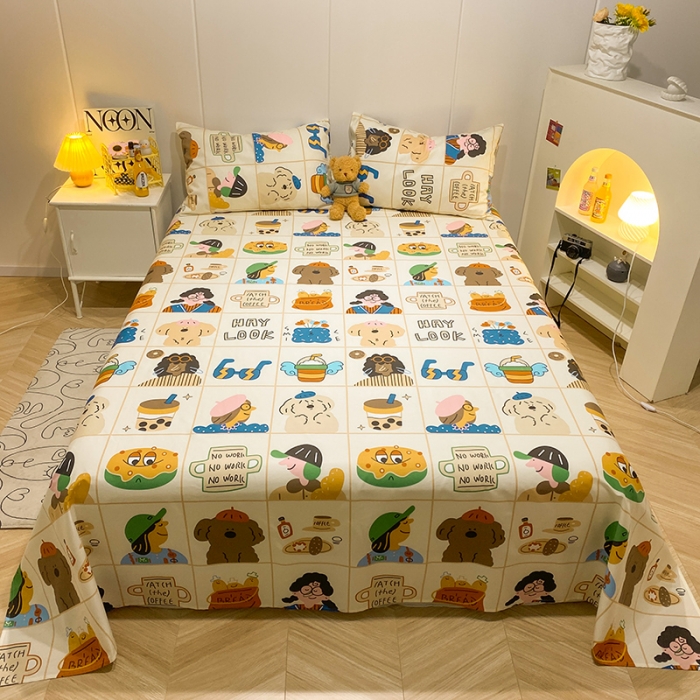 91家纺网 家纺一手货源 找家纺 简宜家居 2023新款全棉A版卡通印花床单 乐享生活