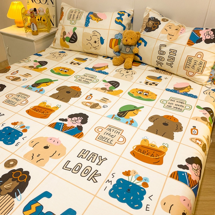 91家纺网 家纺一手货源 找家纺 简宜家居 2023新款全棉A版卡通印花床单 乐享生活