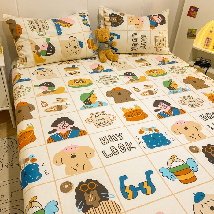 91家纺网 家纺一手货源 找家纺 简宜家居 2023新款全棉A版卡通印花床单 乐享生活