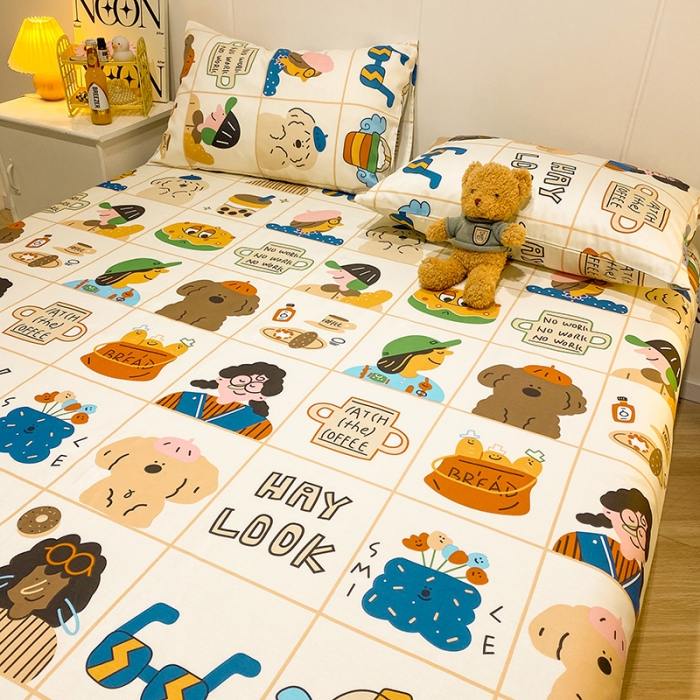 91家纺网 家纺一手货源 找家纺 简宜家居 2023新款全棉A版卡通印花床单 乐享生活