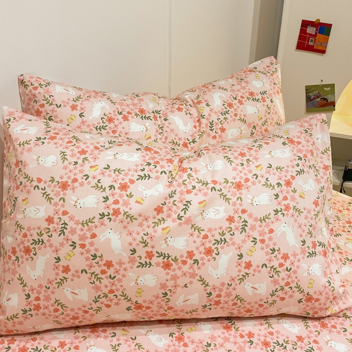 91家纺网 家纺一手货源 找家纺 简宜家居 2023新款全棉A版卡通印花床单 花花兔