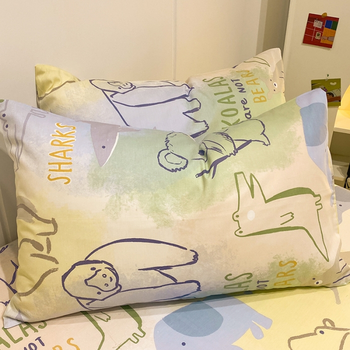 91家纺网 家纺一手货源 找家纺 简宜家居 2023新款全棉A版卡通印花床单 欢乐动物园