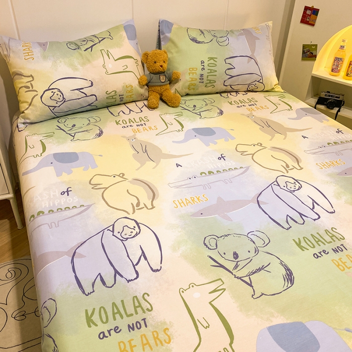 91家纺网 家纺一手货源 找家纺 简宜家居 2023新款全棉A版卡通印花床单 欢乐动物园